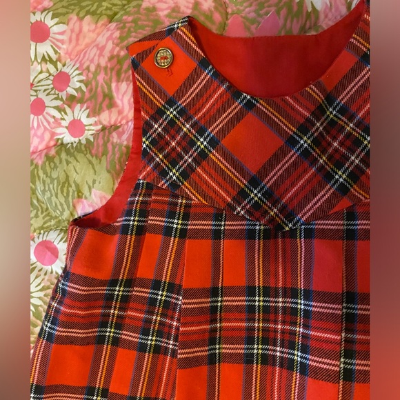 Vintage Toddler Dress, Red Tartan, Plaid, Size 2 - Picture 2 of 6